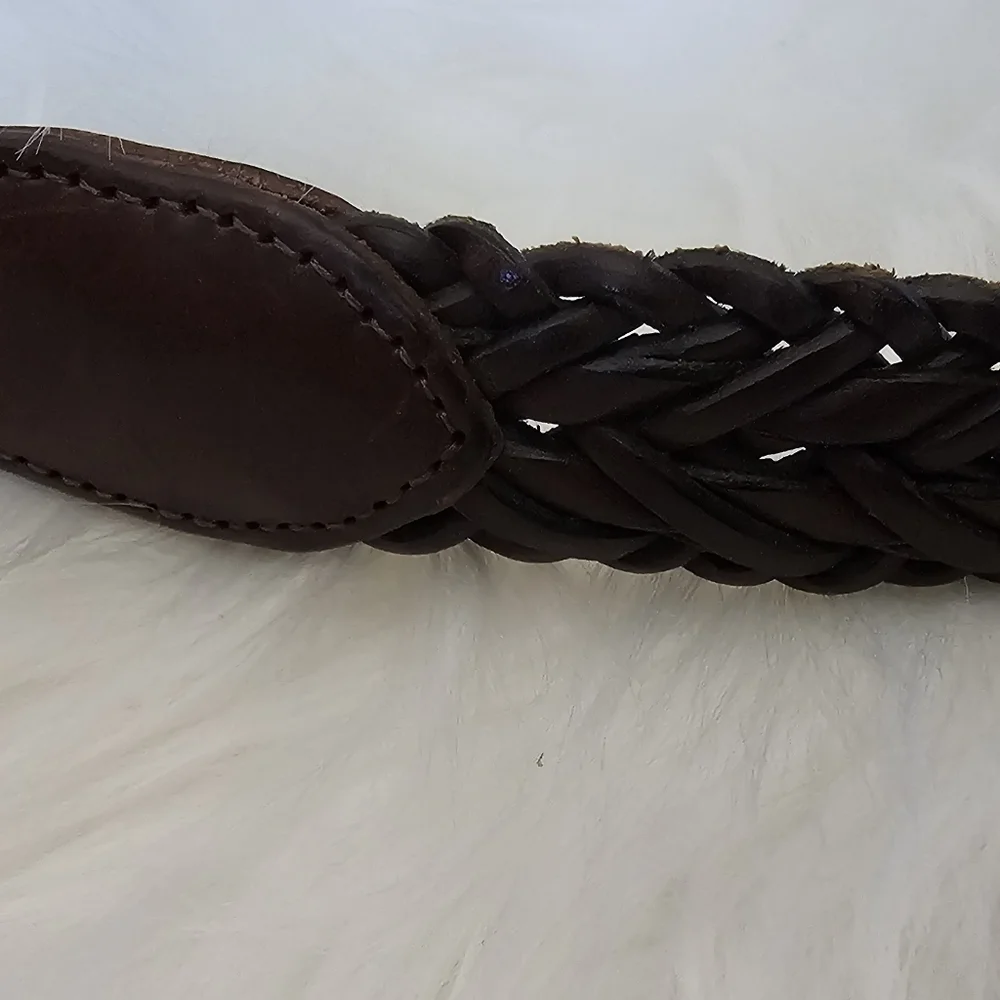 Coach Vintage Mahogany Braided Leather Dress Belt Size 38